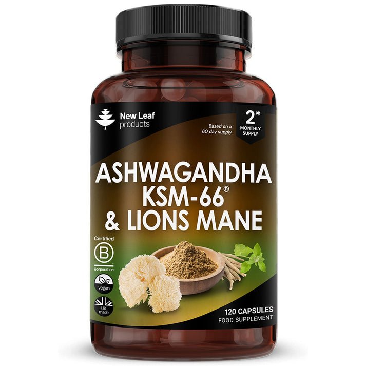 Ashwagandha & Lion’s Mane 2000mg – Stress Relief & Cognitive Support Capsules