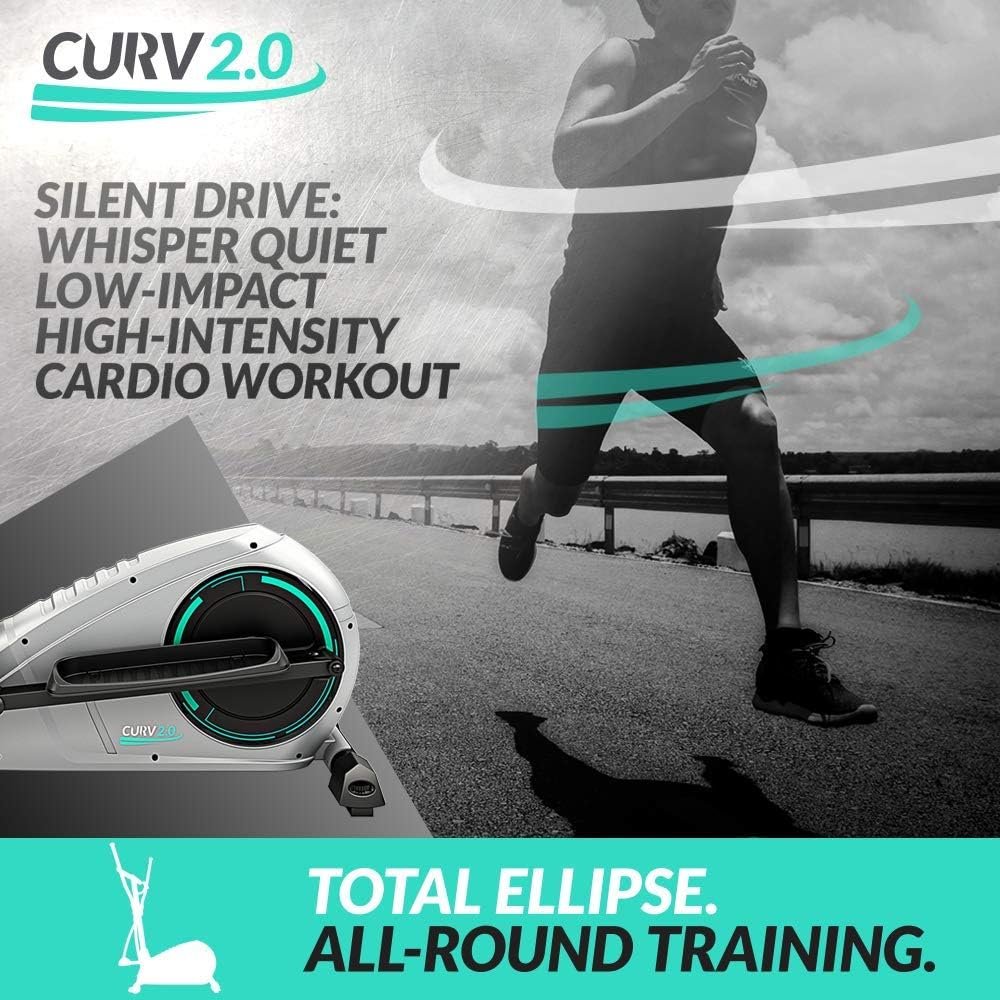 Bluefin Fitness CURV 2.0 Elliptical Cross Trainer | Home Gym Air Walker with Kinomap | 12 Programs, 24 Resistance Levels