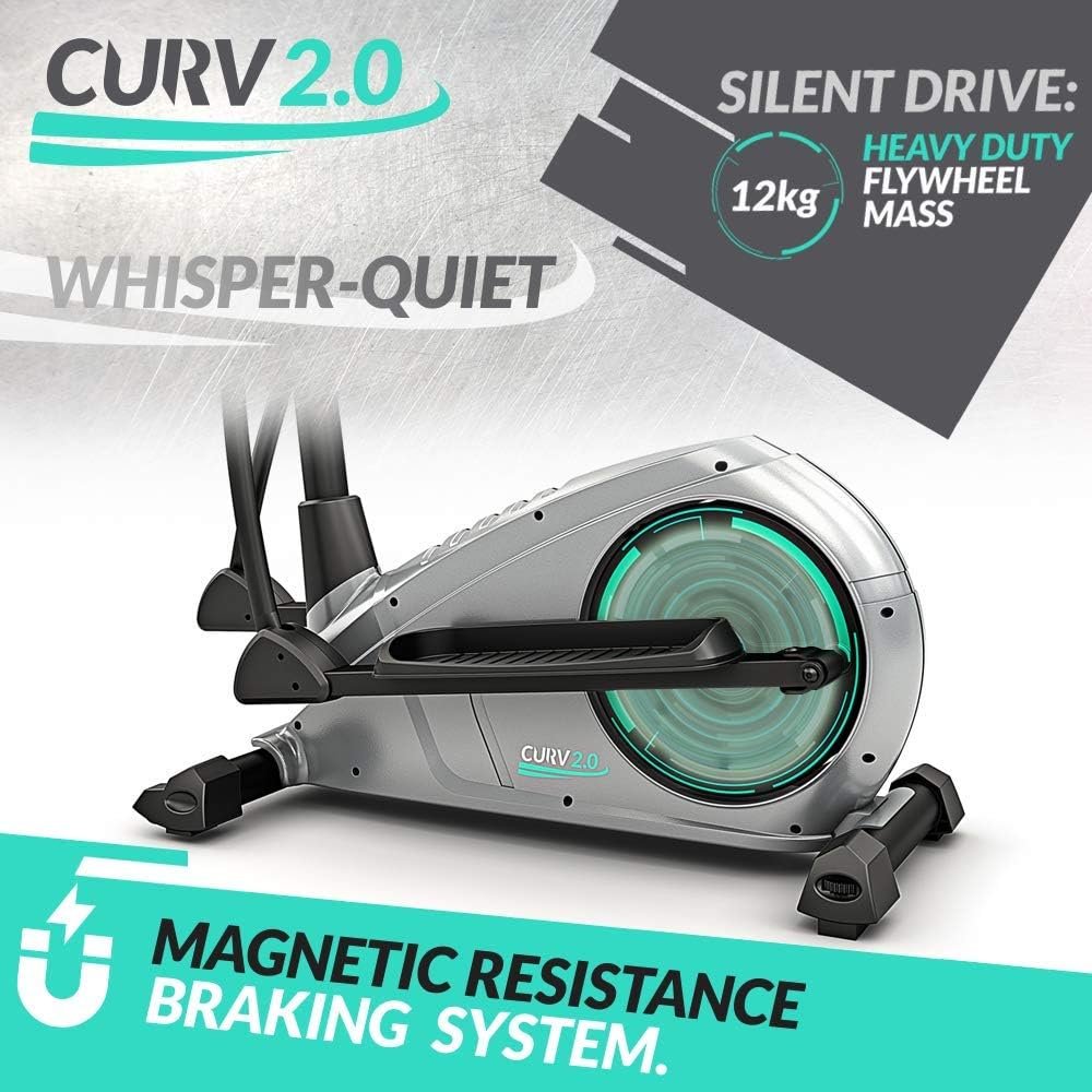 Bluefin Fitness CURV 2.0 Elliptical Cross Trainer | Home Gym Air Walker with Kinomap | 12 Programs, 24 Resistance Levels