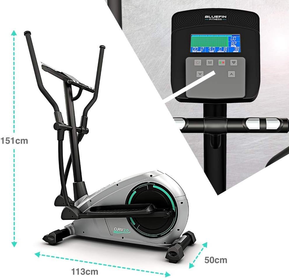 Bluefin Fitness CURV 2.0 Elliptical Cross Trainer | Home Gym Air Walker with Kinomap | 12 Programs, 24 Resistance Levels