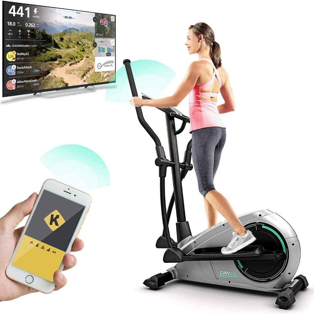 Bluefin Fitness CURV 2.0 Elliptical Cross Trainer | Home Gym Air Walker with Kinomap | 12 Programs, 24 Resistance Levels
