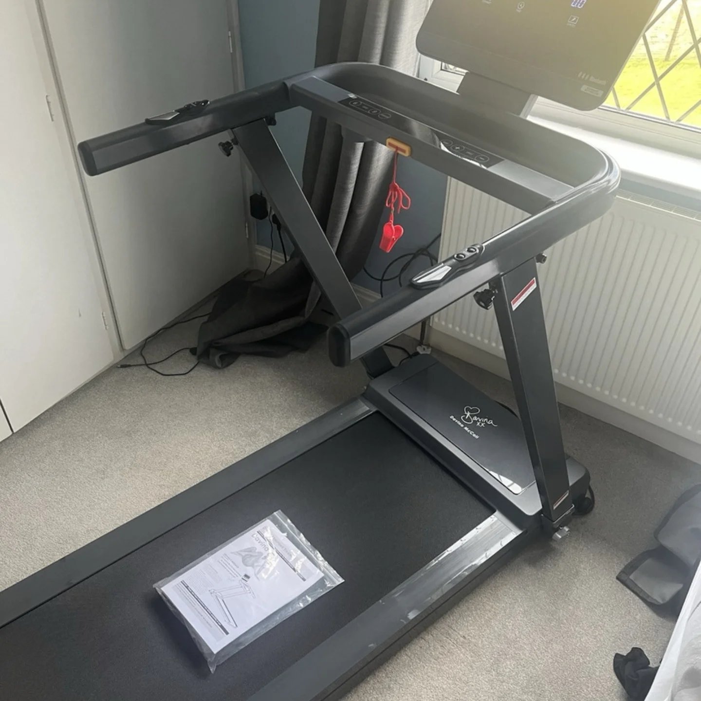 2025/04/1000241334.jpg Davina McCall Motorised Folding Treadmill | 16kph Speed | 40 Programs & Heart Rate Sensor