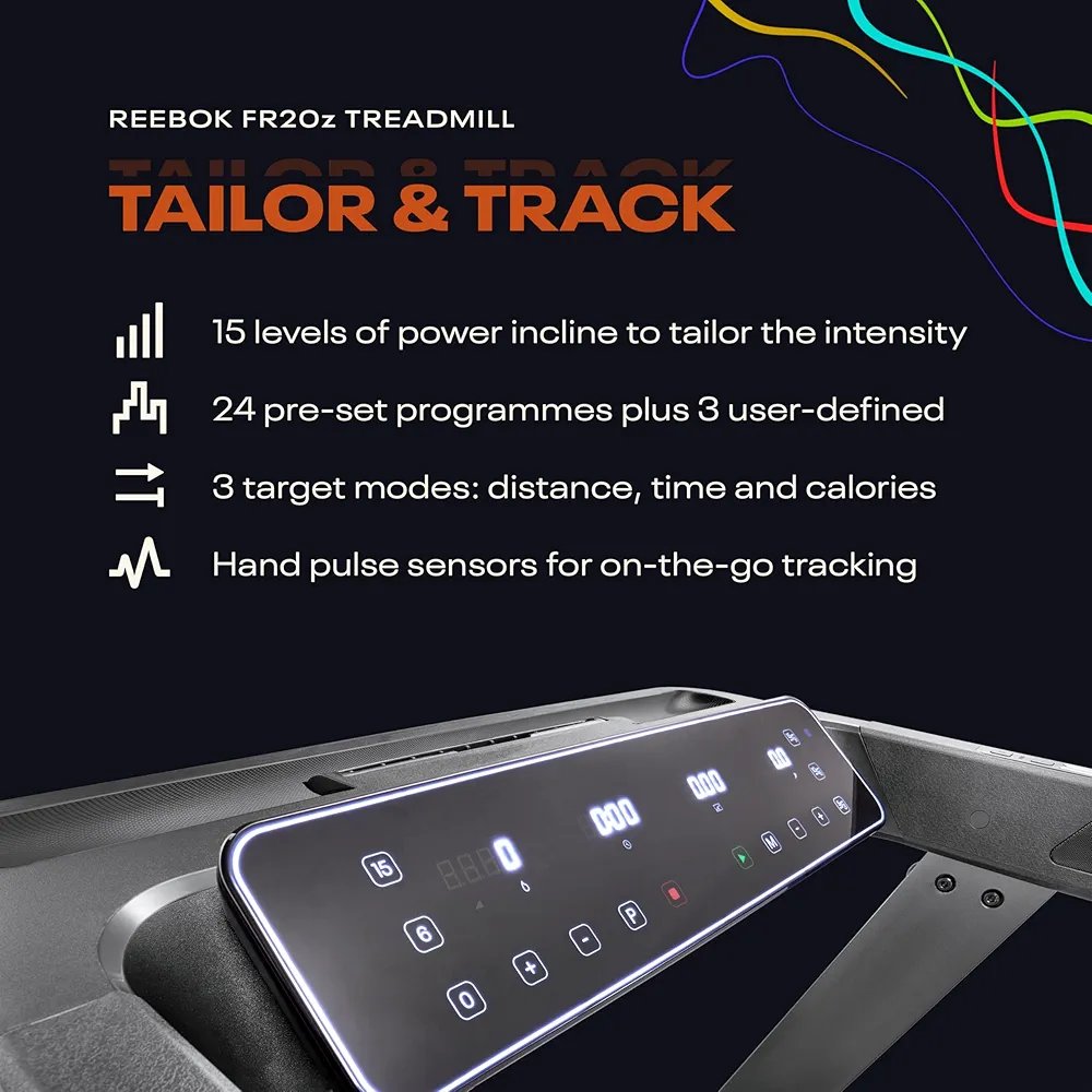 2025/04/1000241750.jpg Reebok FR20z Floatride+ Treadmill | 24 Programmes | Bluetooth | Compact & Powerful