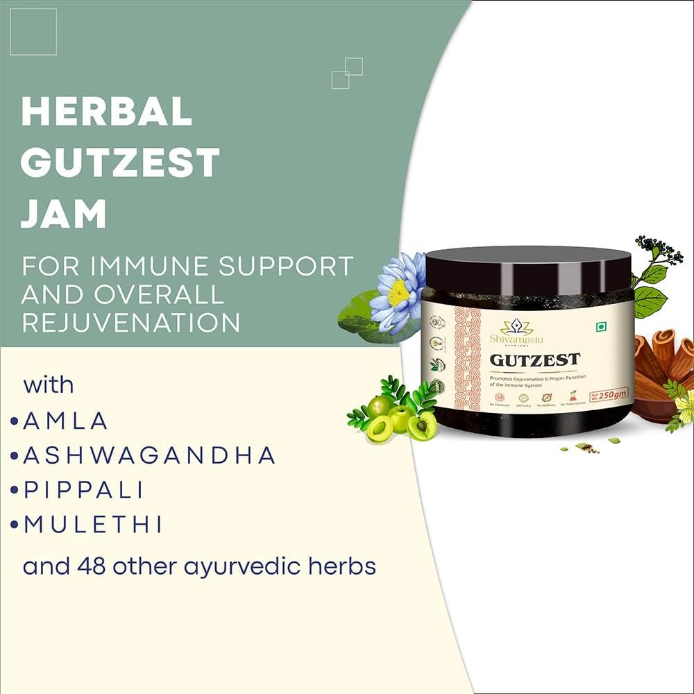 2025/04/1000245091.jpg GUTZEST Ayurvedic Jam – 52 Herbs for Immunity, Energy & Digestion | No Preservatives | 250g