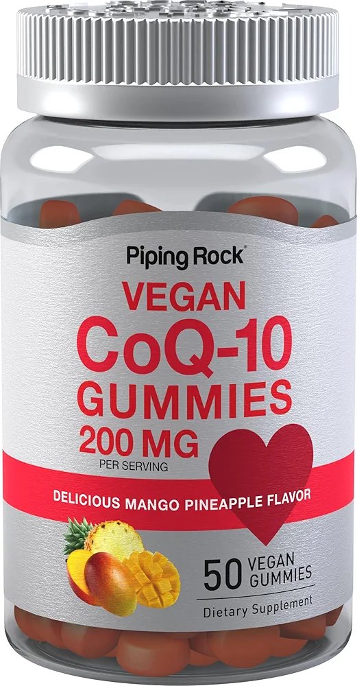 Piping Rock CoQ10 Gummies 200mg – Vegan, Non-GMO, Gluten Free | Mango Pineapple Supplement