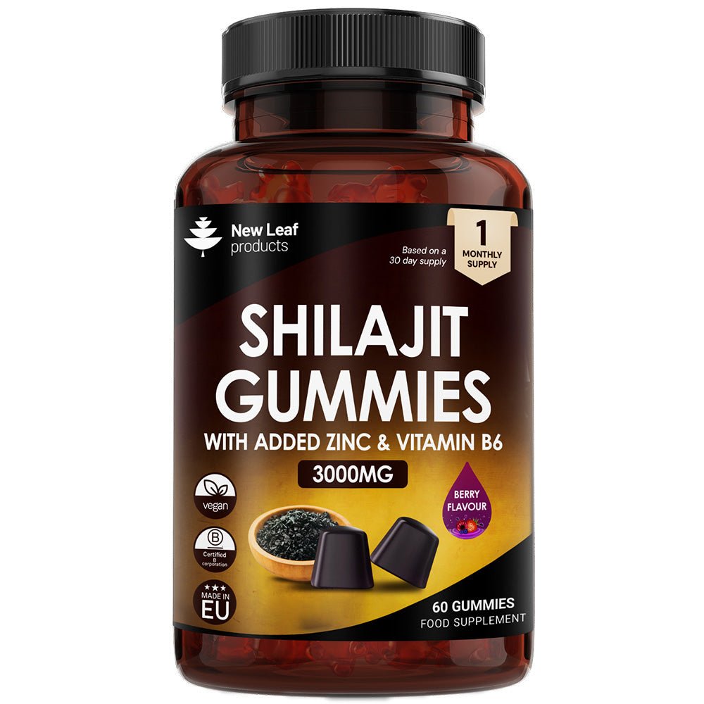 2025/06/1000382898.jpg New Leaf Shilajit Gummies with Zinc & Vitamin B6 | 3000 mg Shilajit • Vegan • 60 Berry-Flavour Gummies