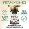 Vitamin D3 + K2 Chewable Tablets | 5000 IU D3 + 100mcg K2 (MK-7) | Berry Flavor 🦴🛡️