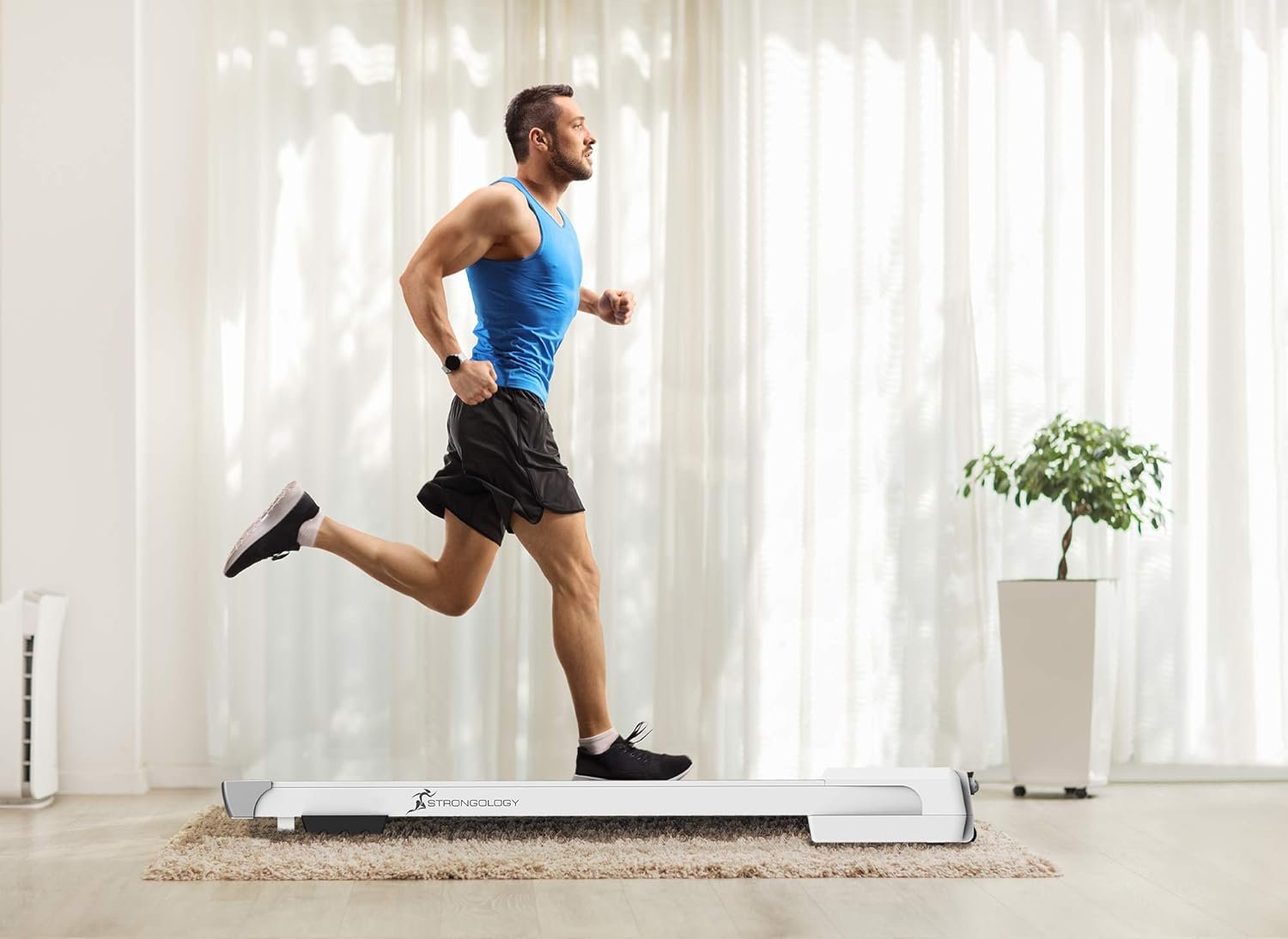 2025/07/710rvA2fiwL._SL1500_.jpg STRONGOLOGY Slimline Walking Treadmill | Foldable, Bluetooth, Remote Control | Quiet Under-Desk Fitness