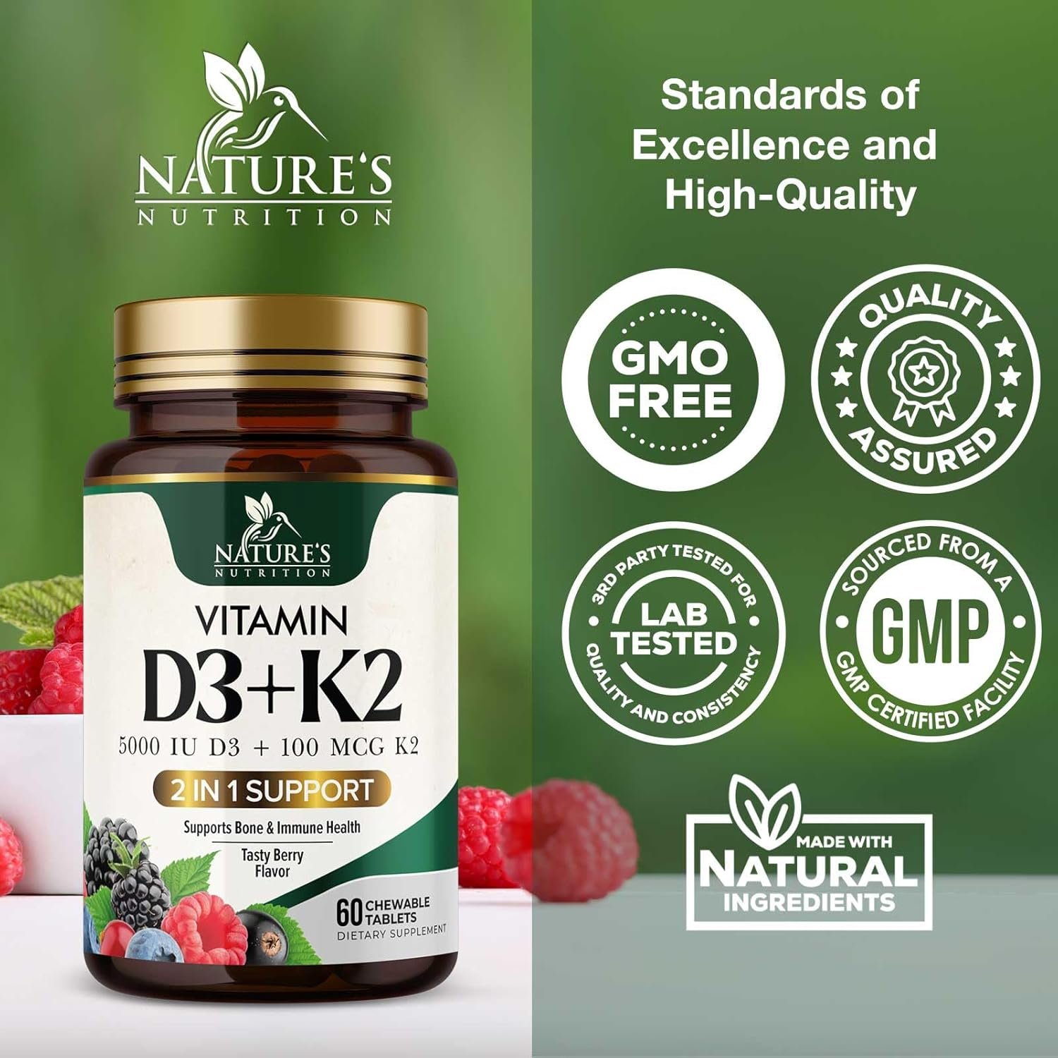 2025/07/71EjeRcNfRL._AC_SL1500_.jpg Nature’s Nutrition Vitamin D3 + K2 – 5000 IU D3 & 100 mcg MK-7 | 60 Chewable Tablets | Berry Flavor | Bone & Immune Support