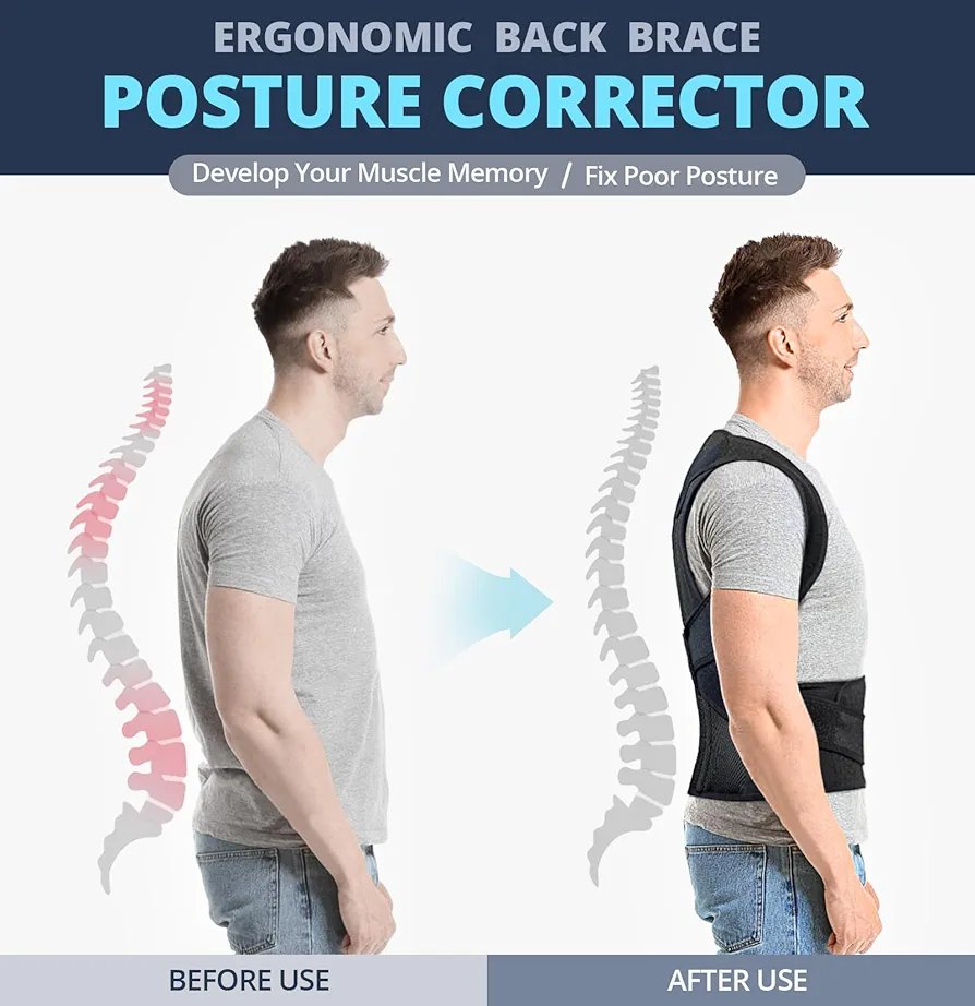 Adjustable Back Brace & Posture Corrector for Men & Women – Lumbar Support for Spine Alignment, Shoulder Correction & Pain Relief