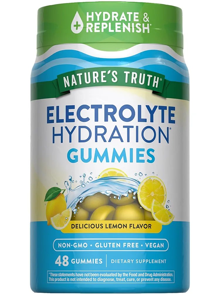 Hydration Electrolyte Gummies – Lemon Flavor | Vegan & Gluten-Free | 48 Chewables