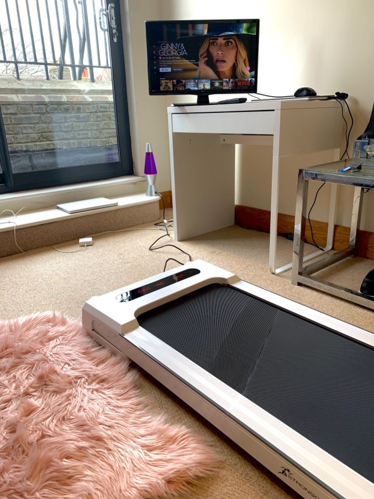 2025/07/81wGXEbXyfL.jpg STRONGOLOGY Slimline Walking Treadmill | Foldable, Bluetooth, Remote Control | Quiet Under-Desk Fitness