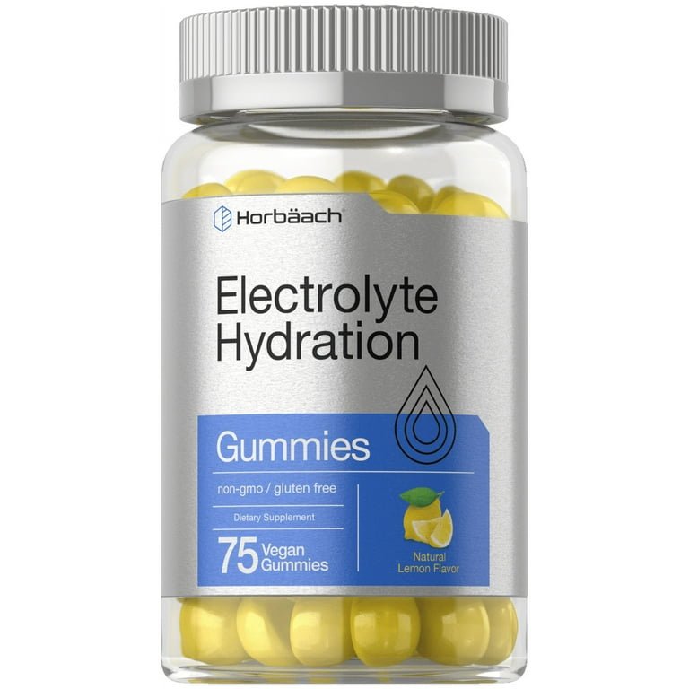Hydrate Smarter: Horbaach Electrolyte Hydration Gummies | 75 Vegan Lemon-Flavored Gummies | Gluten-Free, Non-GMO