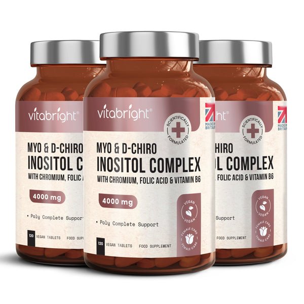 Vitabright Myo & D‑Chiro Inositol Complex | 4000 mg | With Chromium, Folic Acid & B6 | Vegan, Non-GMO Tablets (120 ct)