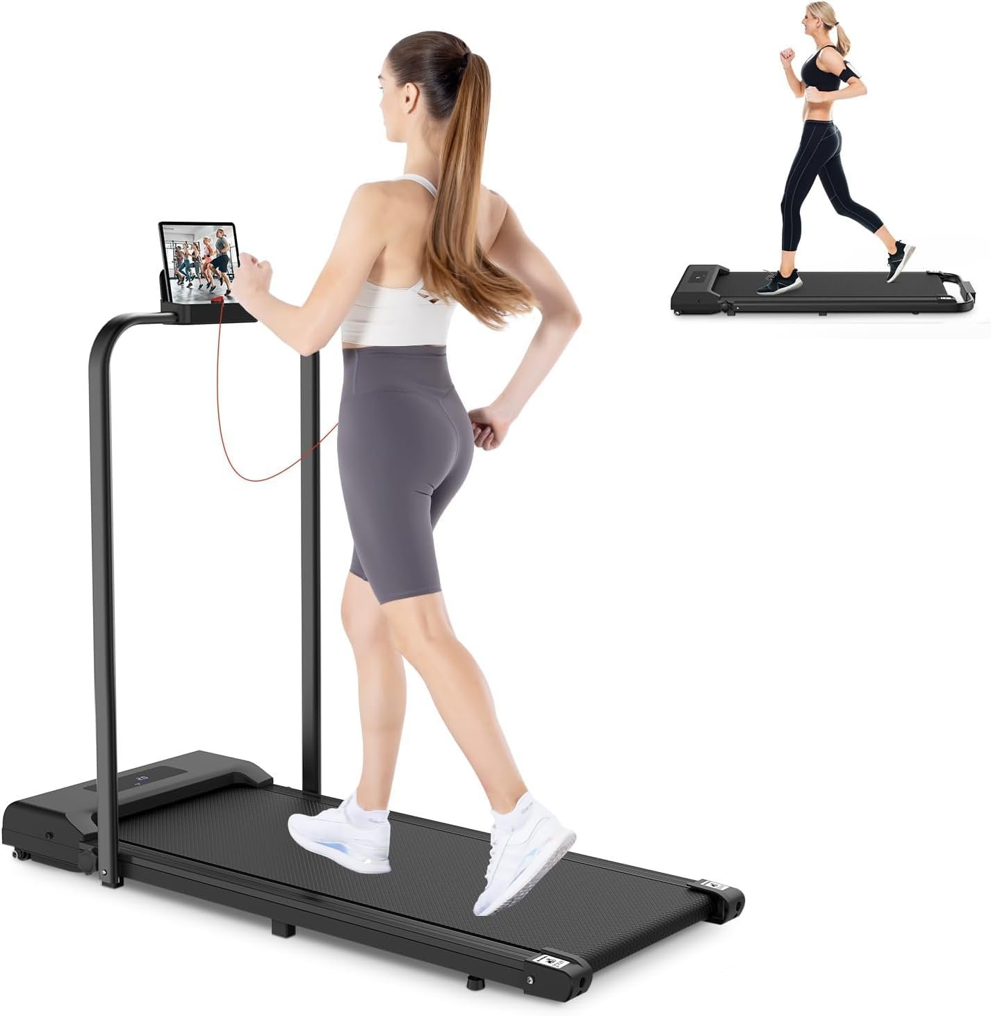 2026/01/1000918625.jpg Portable Walking Pad Treadmill | Under Desk Design | Quiet & Compact for Home & Office Fitness