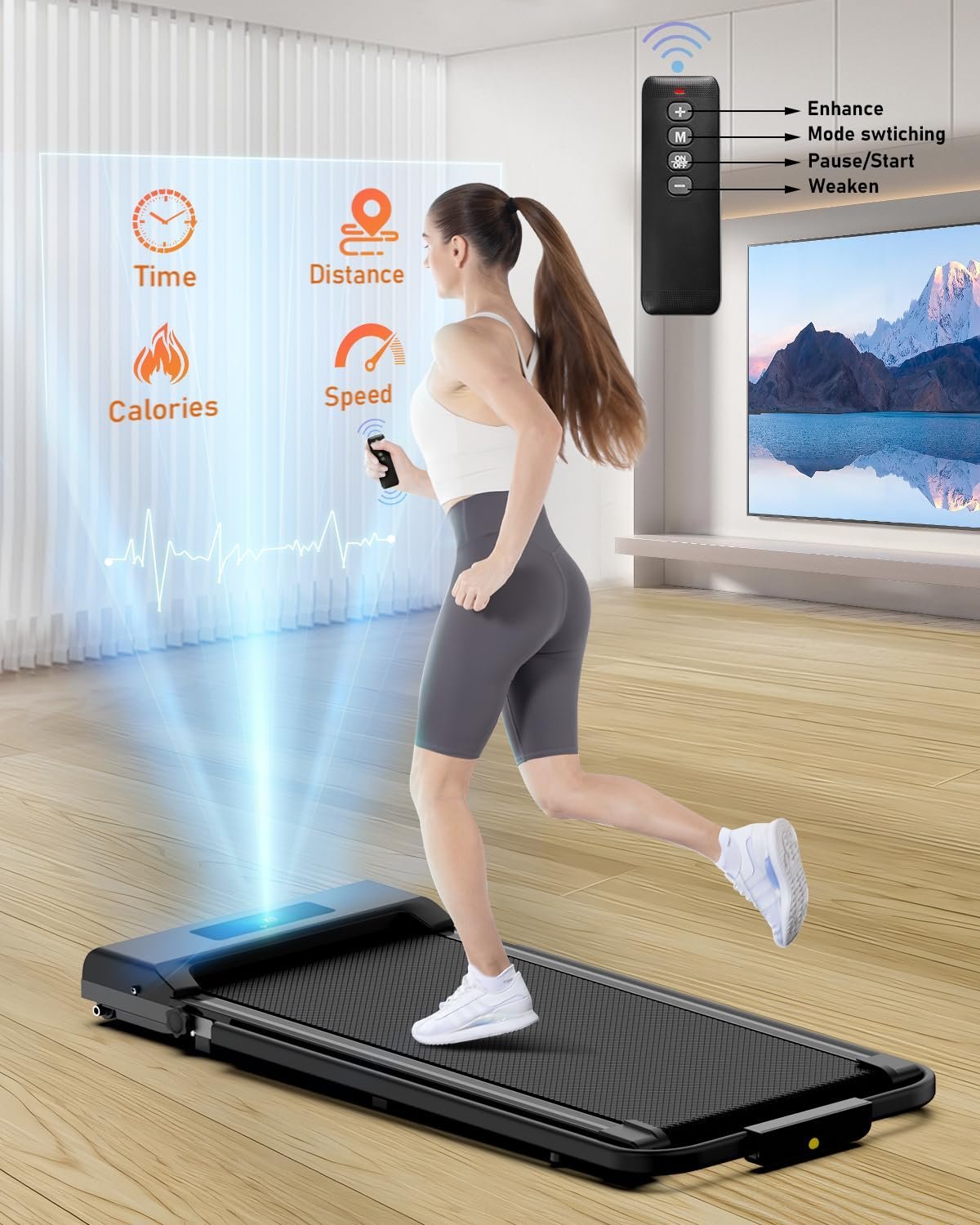 2026/01/1000918628.jpg Portable Walking Pad Treadmill | Under Desk Design | Quiet & Compact for Home & Office Fitness