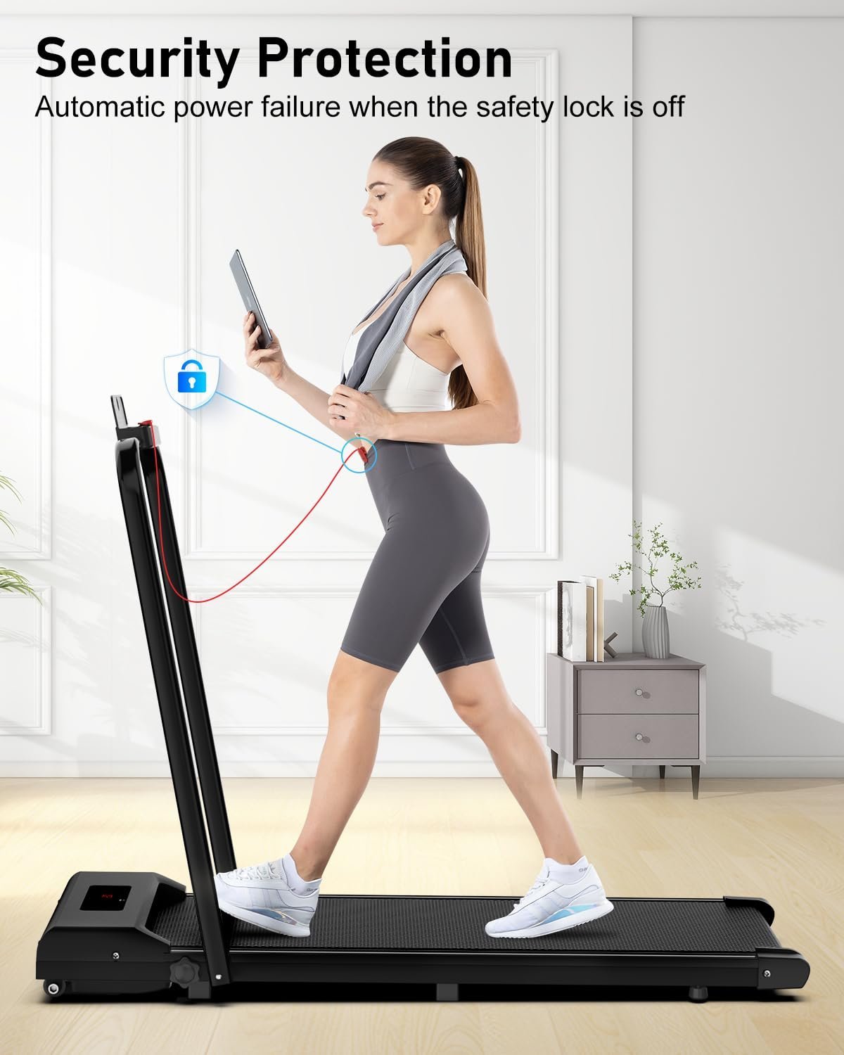 2026/01/1000918631.jpg Portable Walking Pad Treadmill | Under Desk Design | Quiet & Compact for Home & Office Fitness