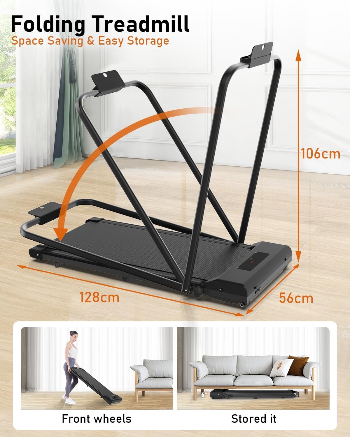 2026/01/1000918632.jpg Portable Walking Pad Treadmill | Under Desk Design | Quiet & Compact for Home & Office Fitness