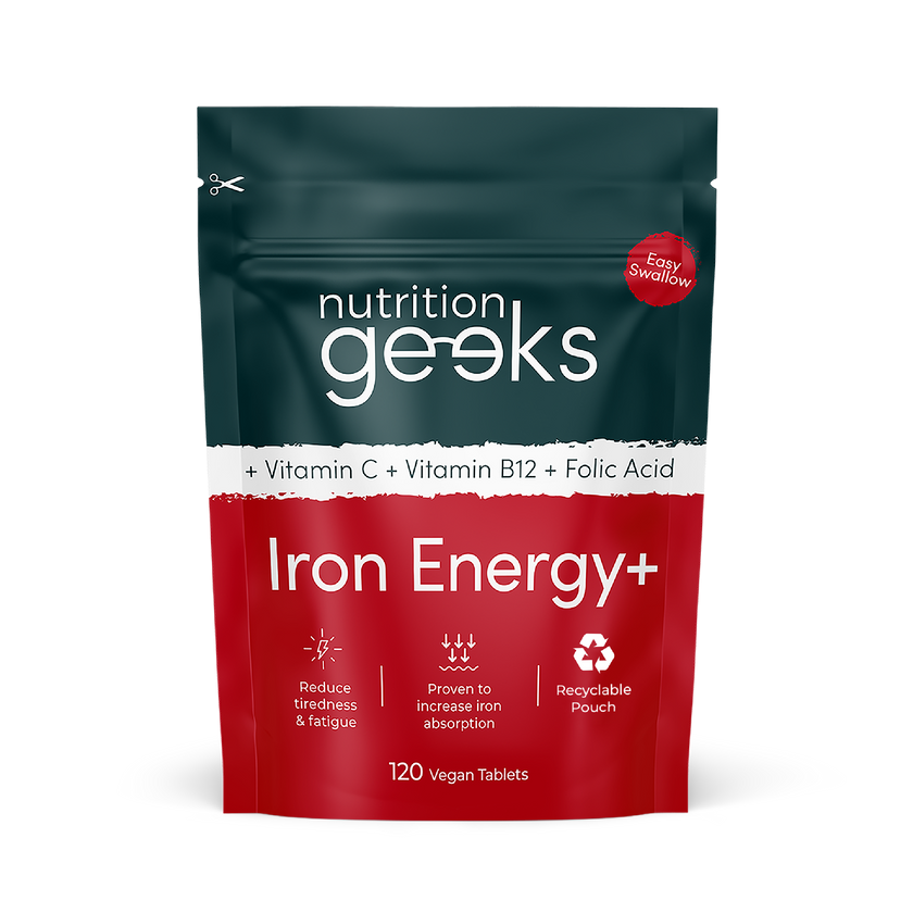 Iron Tablets High Strength – Energy Tablets with Vitamin C, B12 & Folic Acid – 120 Vegan Iron Supplements for Women and Men – 14mg – Enhanced Energy Support & Increased Absorption – UK Made