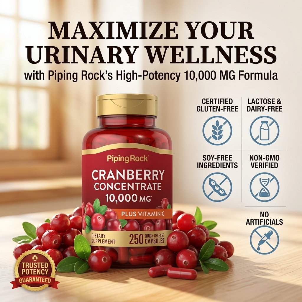 Piping Rock Cranberry Concentrate 10,000mg | Plus Vitamin C | Urinary Tract & Antioxidant Support 🍒🛡️